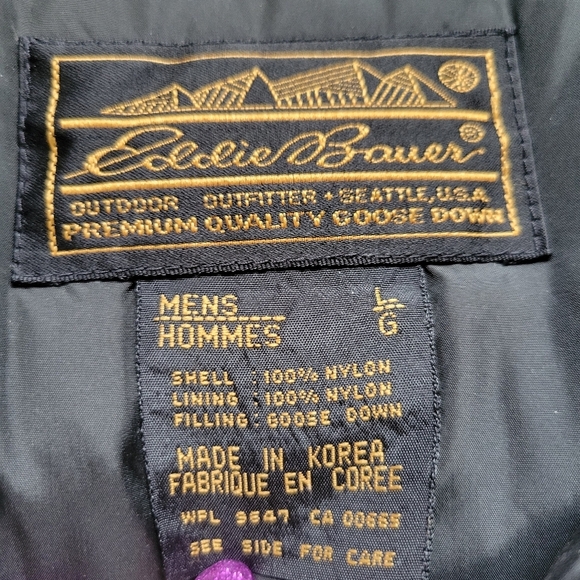 Eddie Bauer Vintage Teal/Blue Goose Down Fill Puffer Winter Coat, Men Size L - Picture 8 of 11